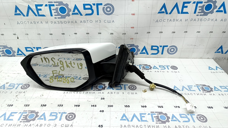 Зеркало боковое левое в сборе Honda Insight 19-21 5 пинов, подогрев, белое, песок