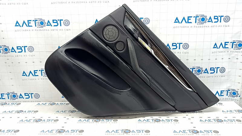 Обшивка дверей картка задня права BMW X5 F15 14-18 шкіра чорна Dakota без шторки, Harman Kardon, вставка та підлокітник чорна шкіра, молдинг під дерево, з підсвічуванням та ручкою, подряпини, надриви,