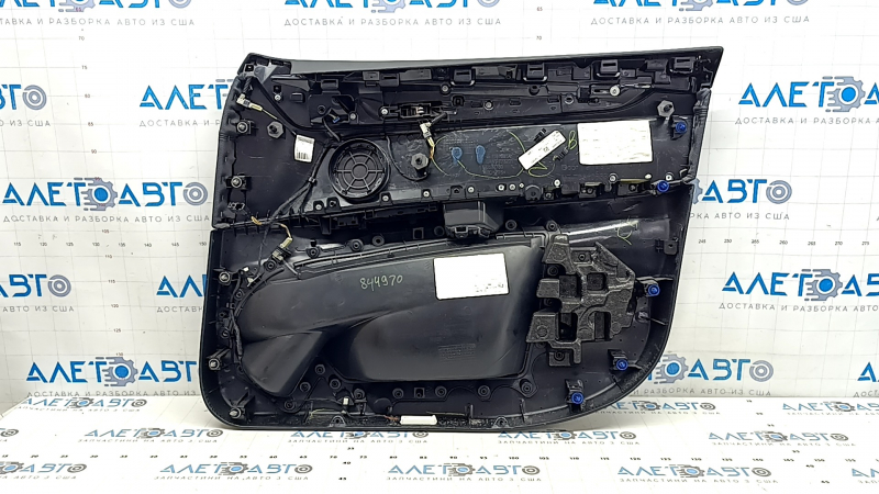 Обшивка дверей картка передня ліва BMW X5 F15 14-18 шкіра чорна Dakota, Harman Kardon, вставка та підлокітник чорна шкіра, молдинг під дерево, з підсвічуванням та ручкою, подряпини, надрив, вм'ятини