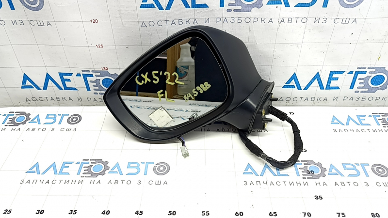 Зеркало боковое левое в сборе Mazda CX-5 17-25 7 пинов, BSM, подогрев, поворотник, синее, царапины, потерта