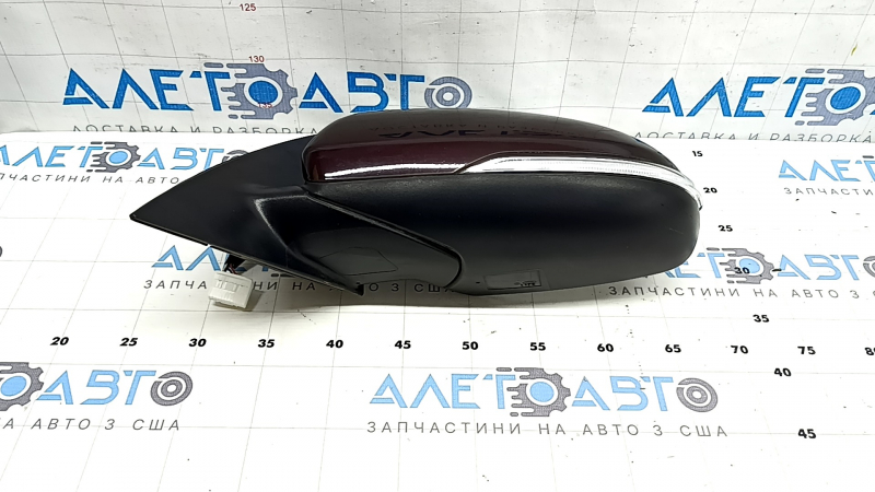 Зеркало боковое левое в сборе Kia Optima 16-20 5 пинов, поворотник, бордовое, царапины
