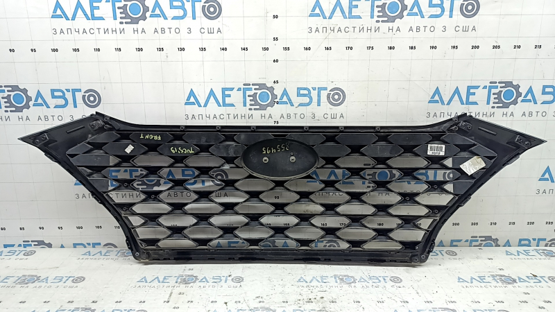 Решетка радиатора grill в сборе Hyundai Tucson 19-21 черный мат, обрамление серебро, с эмблемой, песок
