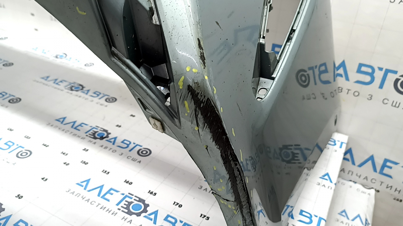 Бампер передний голый Toyota Prius 50 19-22 под парктроники и PMA, зеленый, надломаны крепления, вмятины, царапины, надорван, трещины