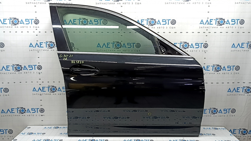 Дверь в сборе передняя правая BMW 5 G30 17-23 keyless, ручка без хром молдинга, черный 668, тычка