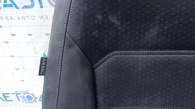 Обшивка спинки пассажирского сиденья VW Passat b7 12-15 USA кожа черная, перфорация, подогрев, замята