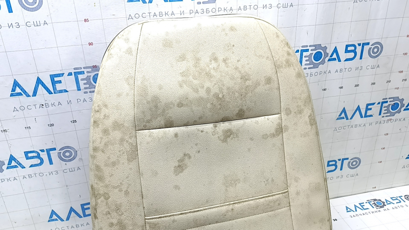 Обшивка спинки пассажирского сиденья VW Passat b8 16-17 USA кожа бежевая, с бежевой строчкой, перфорация, подогрев, под химчистку