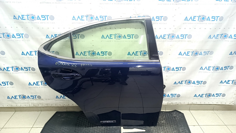 Дверь в сборе задняя правая Lexus ES300h ES350 13-18 hybrid, keyless, синий 8V3, царапины, царапины на хром молдинге