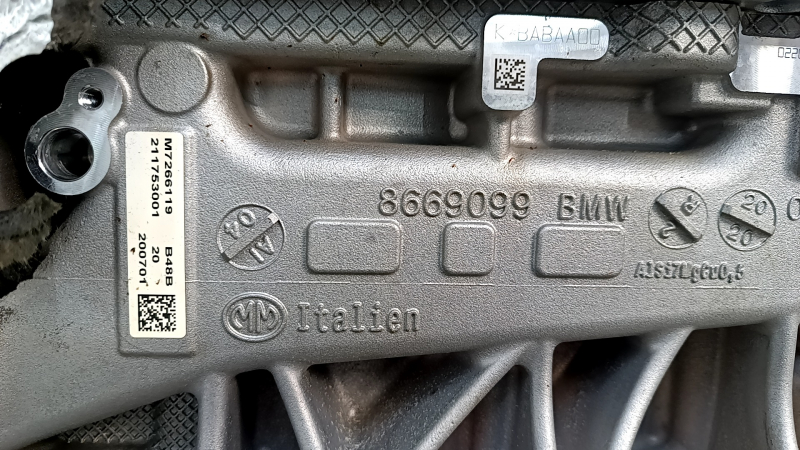Двигатель BMW 3 G20 19-23 2.0T B46B20B RWD 41к, повреждение водой, эмульсия, на запчасти