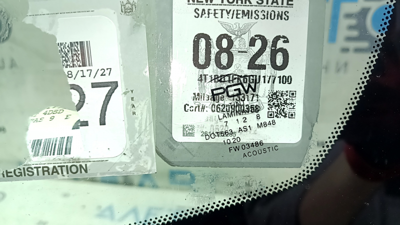Метки и маркировка лобового стекла Toyota Camry, оригинальные данные