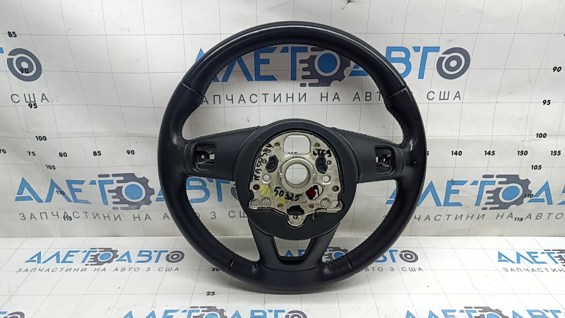 Руль голый Audi A4 B9 17-19 кожа, черный, с подогревом, без кнопок и лепестков, царапины, потертости