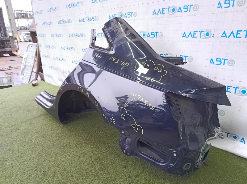 Четверть крыло задняя левая Audi A4 B9 17-24 отпилена, синяя, после ремонта, тычки