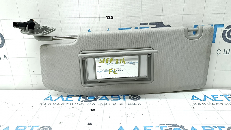 Козырек левый Jeep Grand Cherokee WL 21-23 серый с подсветкой, без крючка, Home link, под чистку
