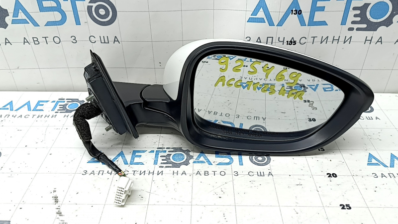 Зеркало боковое правое в сборе Honda Accord 23-26 12 пинов, поворотник, подогрев, BSM, белое, царапины