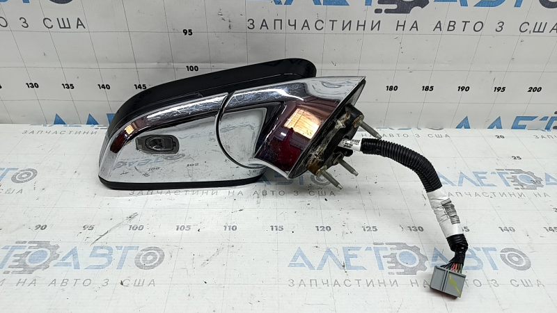Зеркало боковое правое в сборе Lincoln MKZ 17-18 14 пинов, поворотник, подогрев, проекция, автоскладывание, черное, хром, царапины, песок, скол на поворотнике, тычка на хроме