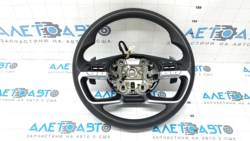 Руль голый Hyundai Tucson 22-24 1.6T HEV, резина черная с кнопками и накладками, потерт