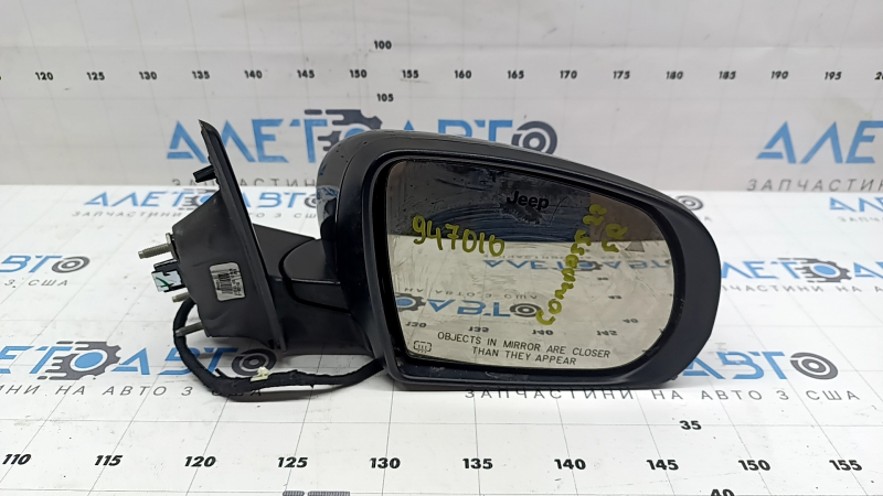 Зеркало боковое правое в сборе Jeep Compass 17-22 5+4 пинов, BSM, поворотник, подогрев, с хром молдингом, черное