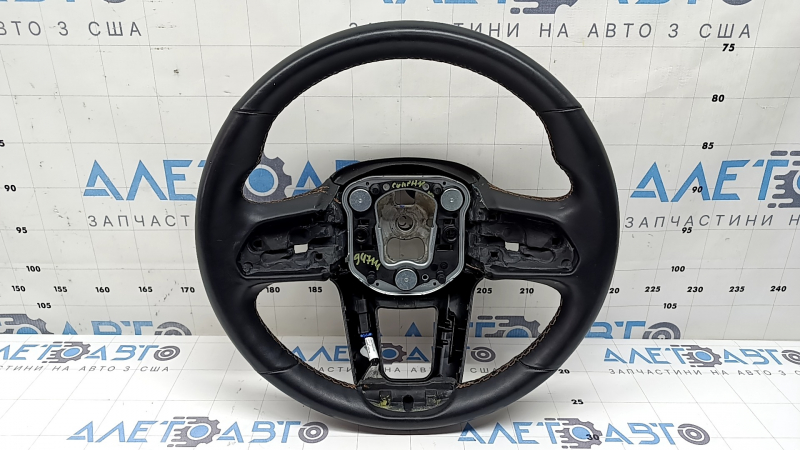 Руль голый Jeep Compass 22-22 кожа черная, коричневая строчка, с подогревом, с накладкой, царапины, вмятины