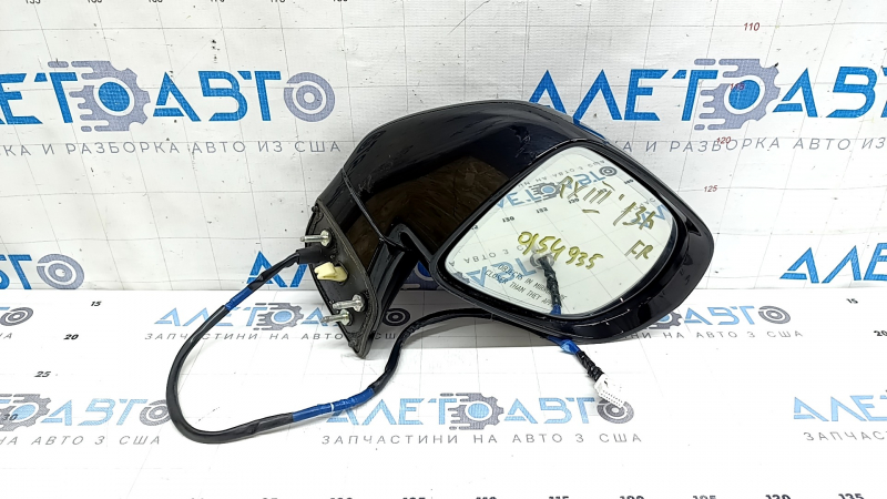 Зеркало боковое правое в сборе Lexus RX350 RX450h 10-15 15 пинов, автозатемнение, автоскладывание, поворотник, подсветка, черное, тычки
