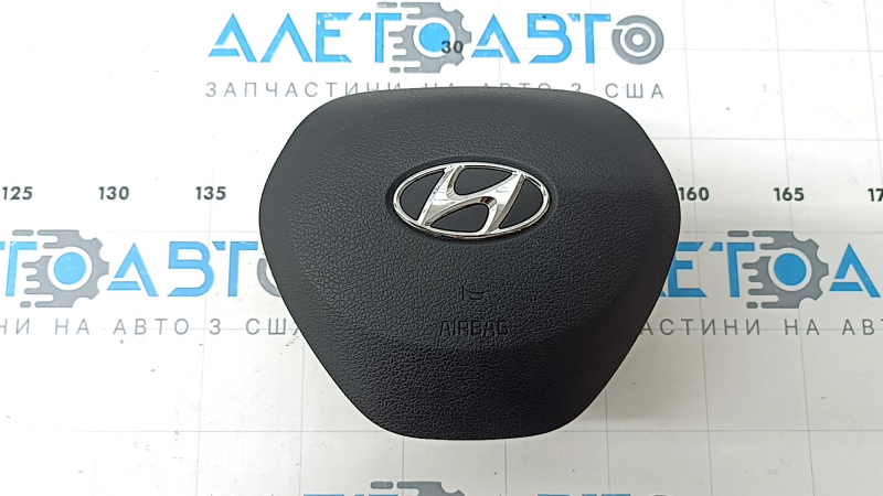 Подушка безопасности airbag в руль водительская Hyundai Santa FE 19-23 черная, ржавый пиропатрон