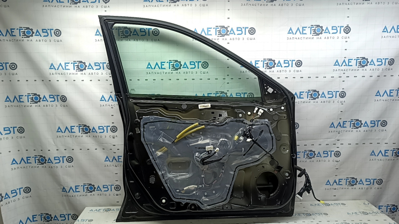 Дверь в сборе передняя левая Nissan Rogue 14-20 keyless, зеленый EAN, нижняя хром накладка, потерта