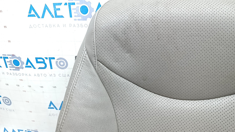 Обшивка спинки пассажирского сиденья Toyota Prius V 12-17 кожа, серая, перфорация, под химчистку