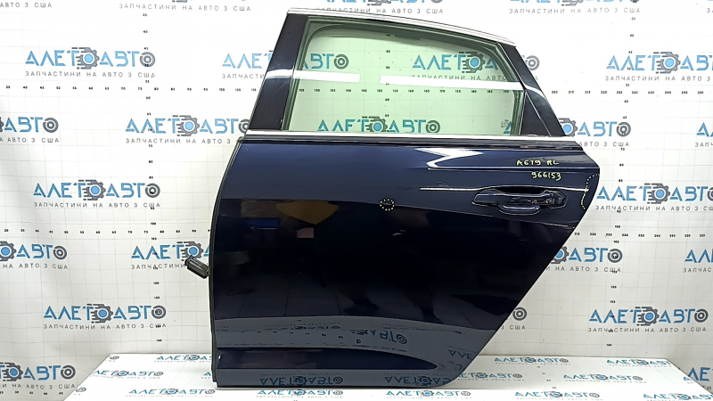 Дверь в сборе задняя левая Audi A6 C8 19-21 keyless, триплекс, доводчик, под шторку, синий LX5B, вмятина, тычка