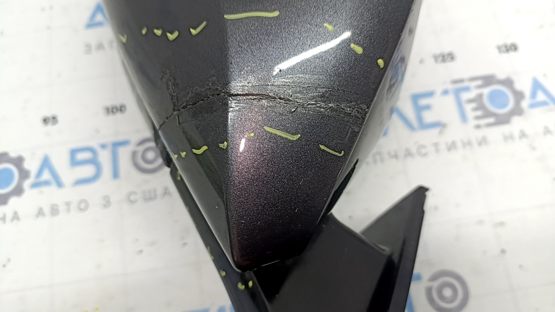 Зеркало боковое правое в сборе Toyota Prius 50 16-20 6 пинов, BSM, графит, трещина в крышке, отсутствует фрагмент крышки, царапины, после ремонта