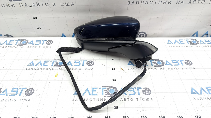 Зеркало боковое правое в сборе Mazda 3 19-22 4d 6 пинов, поворотник, подогрев, BSM, Japan built, синее, потерто