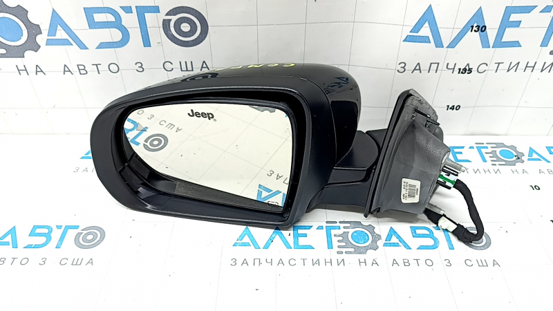 Зеркало боковое левое в сборе Jeep Compass 17-26 5+4 пинов, BSM, подогрев, поворотник, черный глянец, царапины