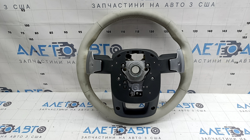 Руль голый Hyundai Santa Fe 24-26 кожа серая с кнопками, накладками и лепестками, под химчистку