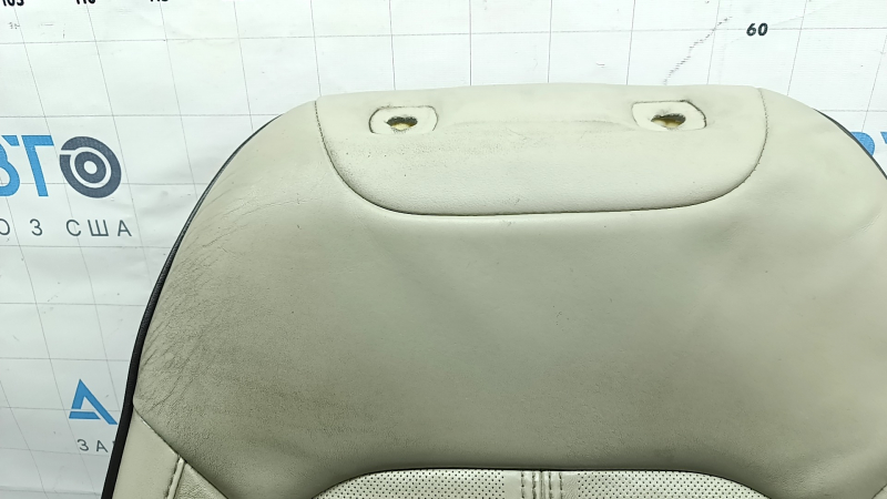 Обшивка спинки водительского сиденья Ford Fusion mk5 17-20 кожа серая, вставка кожа коричневая, перфорация, Platinum, под вентиляцию, под химчистку, потерта