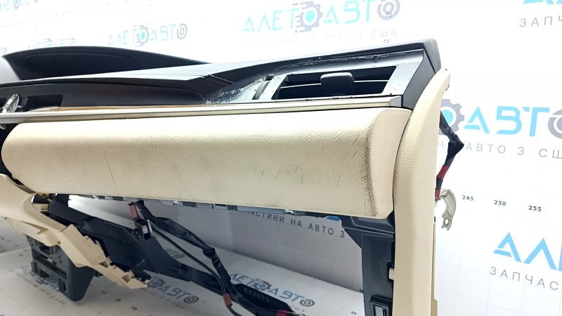 Торпедо передняя панель с AIRBAG Lexus ES300h ES350 13-18 черная с бежевыми накладками, с часами , с управлением зеркалами, под химчистку