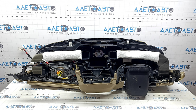 Торпедо передняя панель с AIRBAG Lexus ES300h ES350 13-18 черная с бежевыми накладками, с часами , с управлением зеркалами, под химчистку