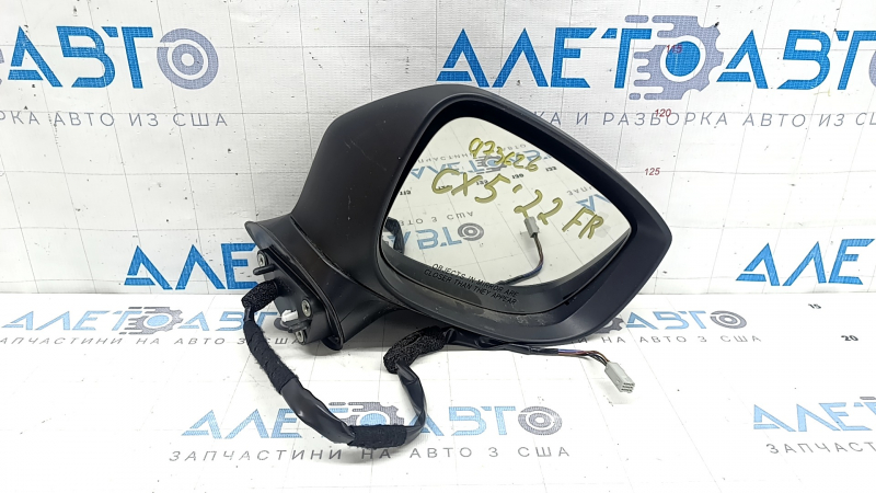 Зеркало боковое правое в сборе Mazda CX-5 17-25 6 пинов, BSM, подогрев, поворотник, синее, тычки