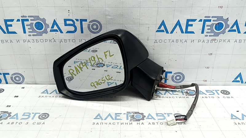 Зеркало боковое левое в сборе Toyota Rav4 19-25 8 пинов, черный глянец, поворотник, подогрев, BSM, царапины