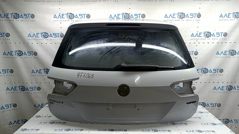 Дверь багажника голая со стеклом VW Tiguan 18-24 белый LB9Z, с поводком дворника и трапецией, царапины на стекле