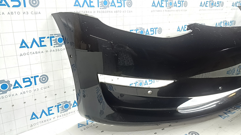 Бампер передний голый Tesla Model 3 18-23 под парктроники, черный PBSB, песок