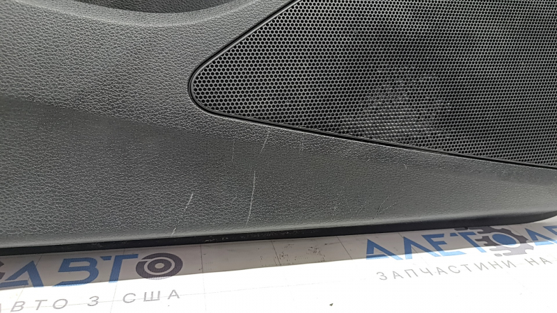 Обшивка дверей картка передня ліва Audi A3 8V 15-20 4d, 5d, чорна, шкіра, підлокітник шкіра чорна, сірий молдинг, подряпини