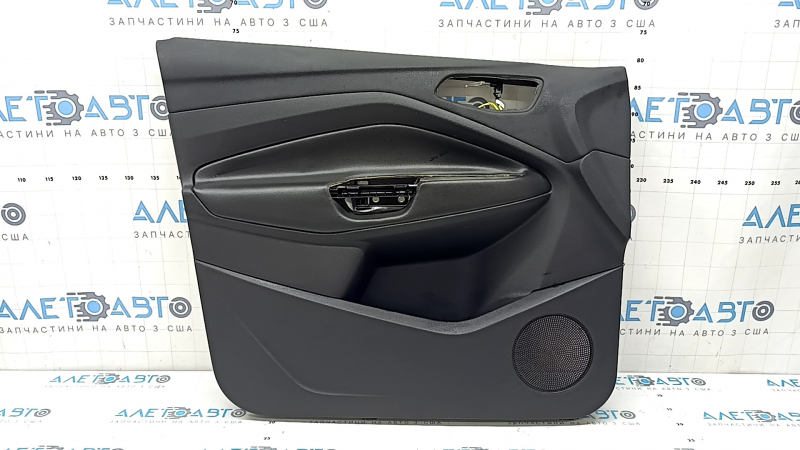 Обшивка двери карточка передняя левая Ford Escape MK3 17-19 рест, черная, подлокотник кожа, царапины