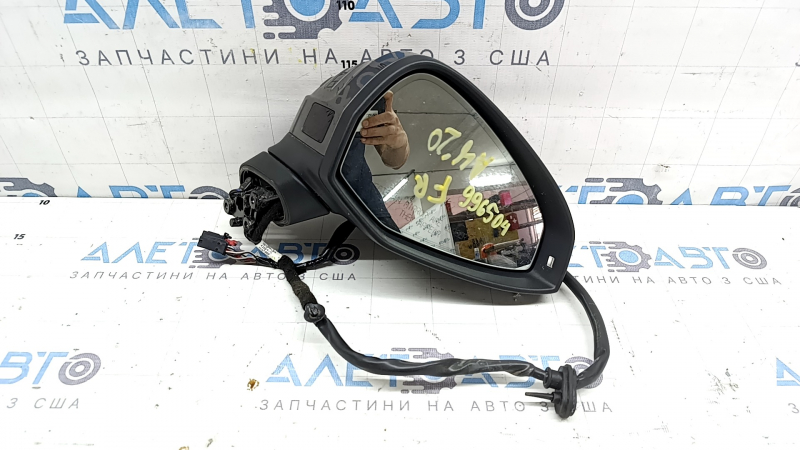 Зеркало боковое правое в сборе Audi A4 B9 20-25 12 пинов, поворотник, подогрев, автозатемнение, BSM, графит