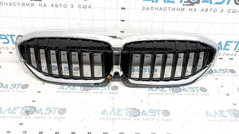 Решетка радиатора grill BMW 3 G20 19-22 черный глянец с хромом, без камеры
