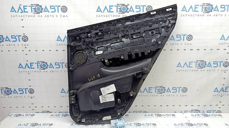 Обшивка двери карточка задняя левая в сборе BMW X3 F25 11-17 кожа черная без шторки, подлокотник кожа черная, вставка кожа черная, молдинг под дерево, царапины, облезла ручка, надрывы, под химчистку