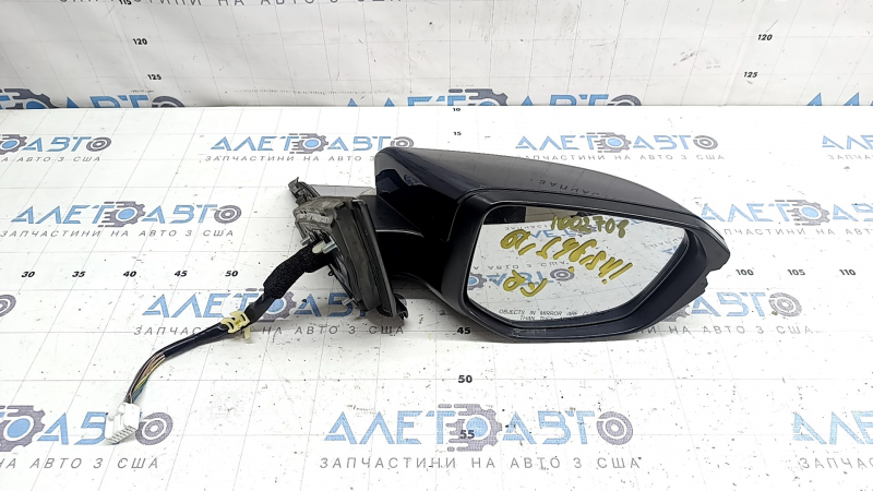 Дзеркало бічне праве у зборі Honda Insight 19-20 12 пінів, камера, підігрів, поворотник, синє з хром, потерто, тріснуть хром молдинг, тріснуть корпус
