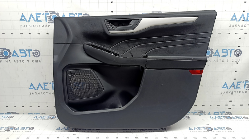 Обшивка дверей картка передня права Ford Escape MK4 20-22 тип 2, чорна, підлокітник шкіра чорний, сірий молдинг, з ручкою, подряпини