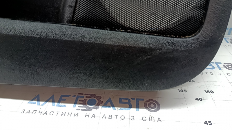Обшивка двери карточка передняя левая Ford Edge 19-24 черная, SEL, вставка кожа черная, подлокотник кожа черная, с ручкой, царапины