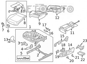 Обшивка подушки водительского сиденья Audi A4 B9 17-19 кожа черная, с подогревом, под химчистку