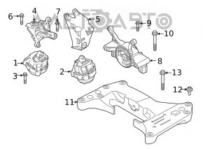 Подушка двигуна права BMW X3 G01 19-21 2.0T RWD немає фрагмента обмежувача