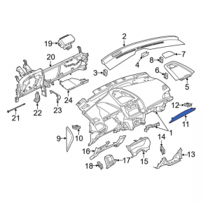 Молдинг передней панели Ford Edge 19-24 серая