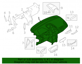 Торпедо передняя панель без AIRBAG Ford Ecosport 18-22 черн