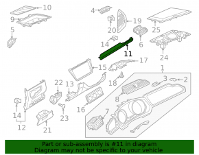 Накладка передней панели правая VW Tiguan 18-21 серебро